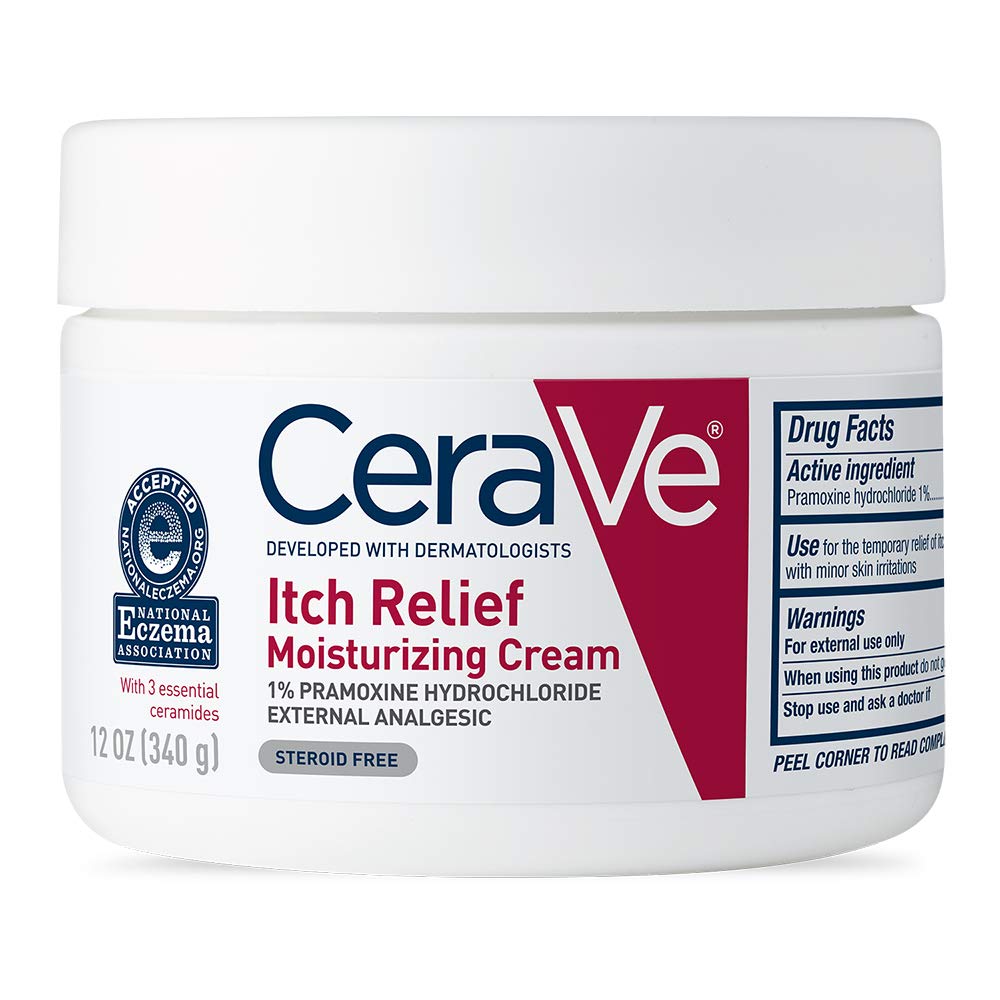 CeraVe Moisturizing Cream Dry Skin Itch Relief Cream, Fragrance Free, 12 oz. / 340g