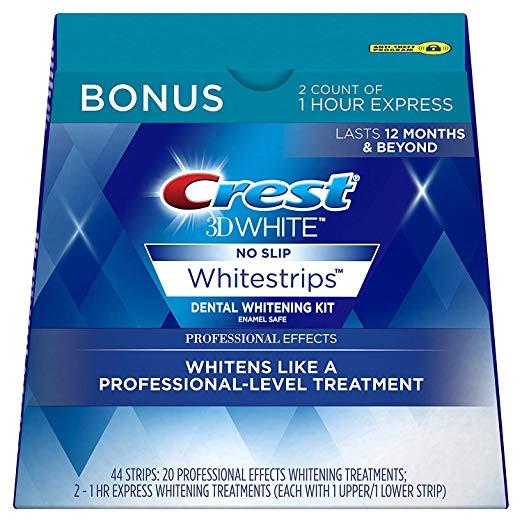 Crest 3D White Professional Effects Whitestrips Whitening Strips Kit, 22 Treatments, 20 Professional Effects + 2 1 Hour Express Whitestrips, 44 Count