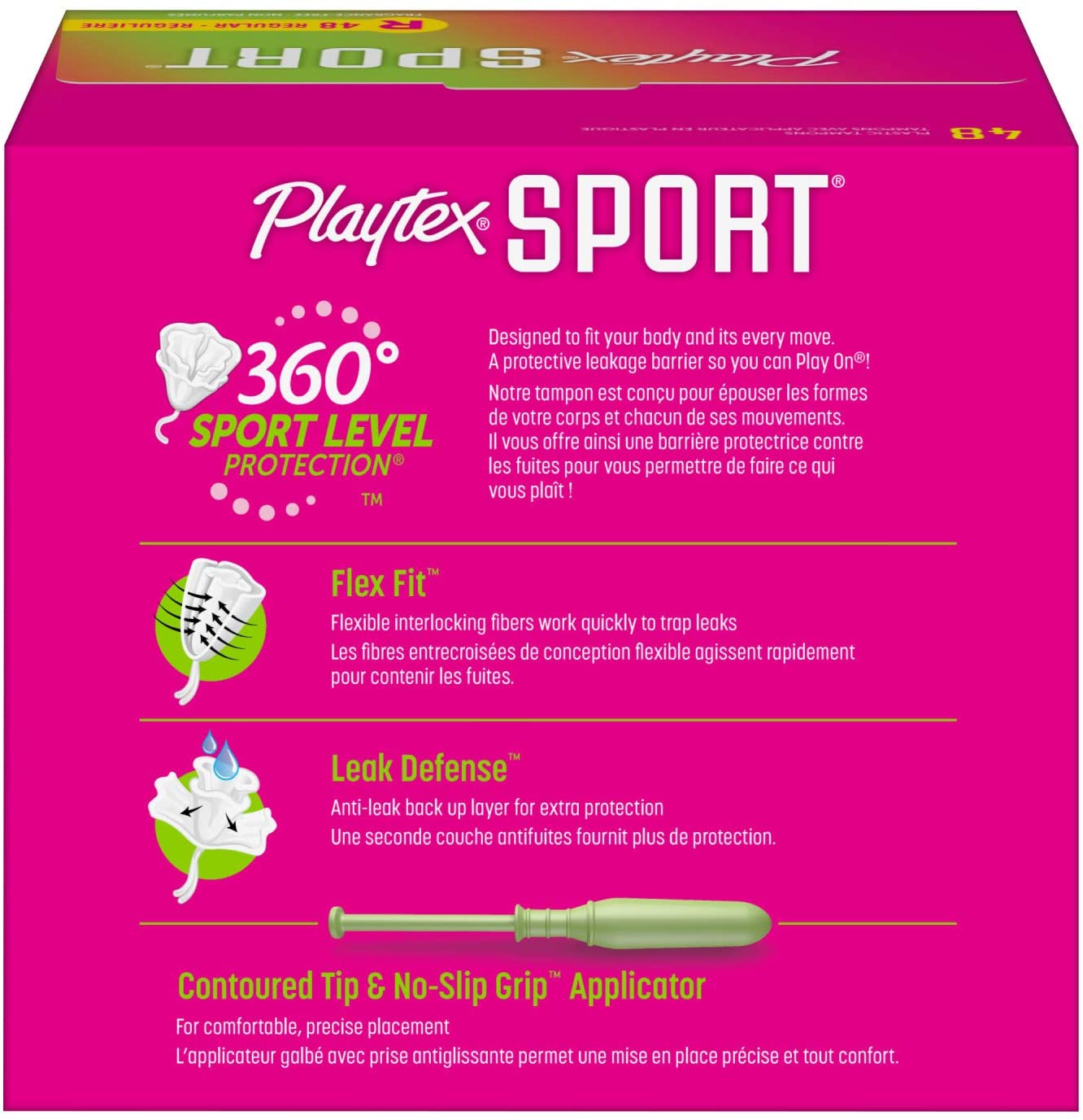 Playtex, Sport Tampons Regular Absorbency, White, Unscented, 48 Count
