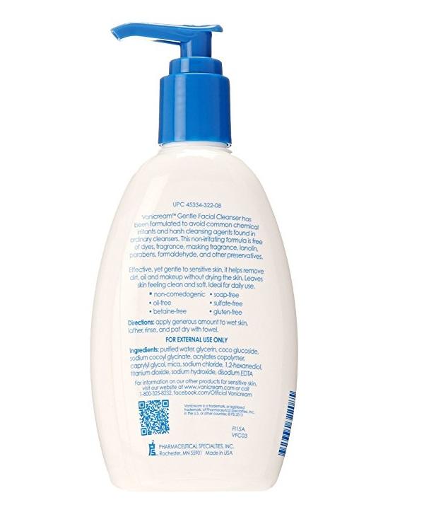 Vanicream Gentle Facial Cleanser for Sensitive Skin 8oz (Packaging May Vary)