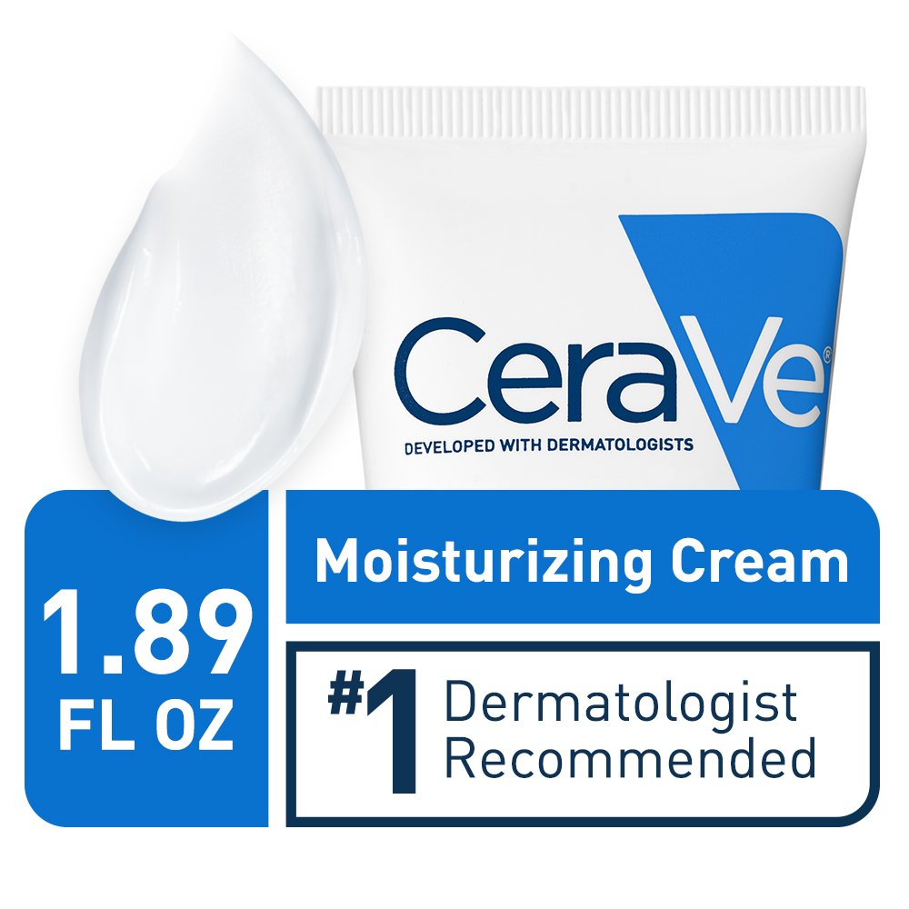 CeraVe Moisturizing Cream, Travel Size, Face and Body Moisturizer for Normal to Dry Skin (56 mL) Packaging may Vary