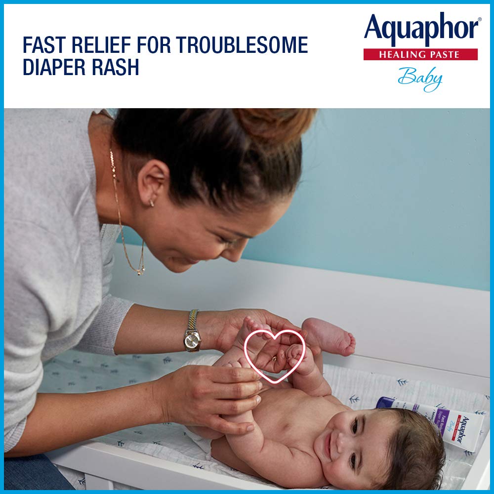 Aquaphor Baby Diaper Rash Paste Fast Relief For Troublesome Diaper Rash and Flare-ups 3.5 oz Tube