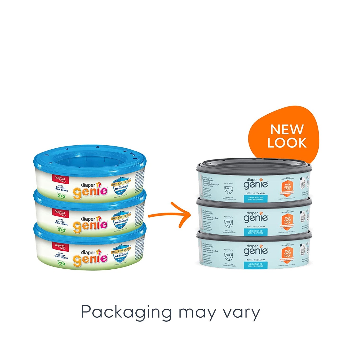 Playtex Baby Diaper Genie 3 Refills Hold Up to 720 Total Diapers PACKAGING MAY VARY