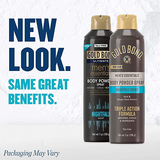 Gold Bond Ultimate Men's Essentials Body Powder Spray Nightfall Scent 7 Oz (198g)