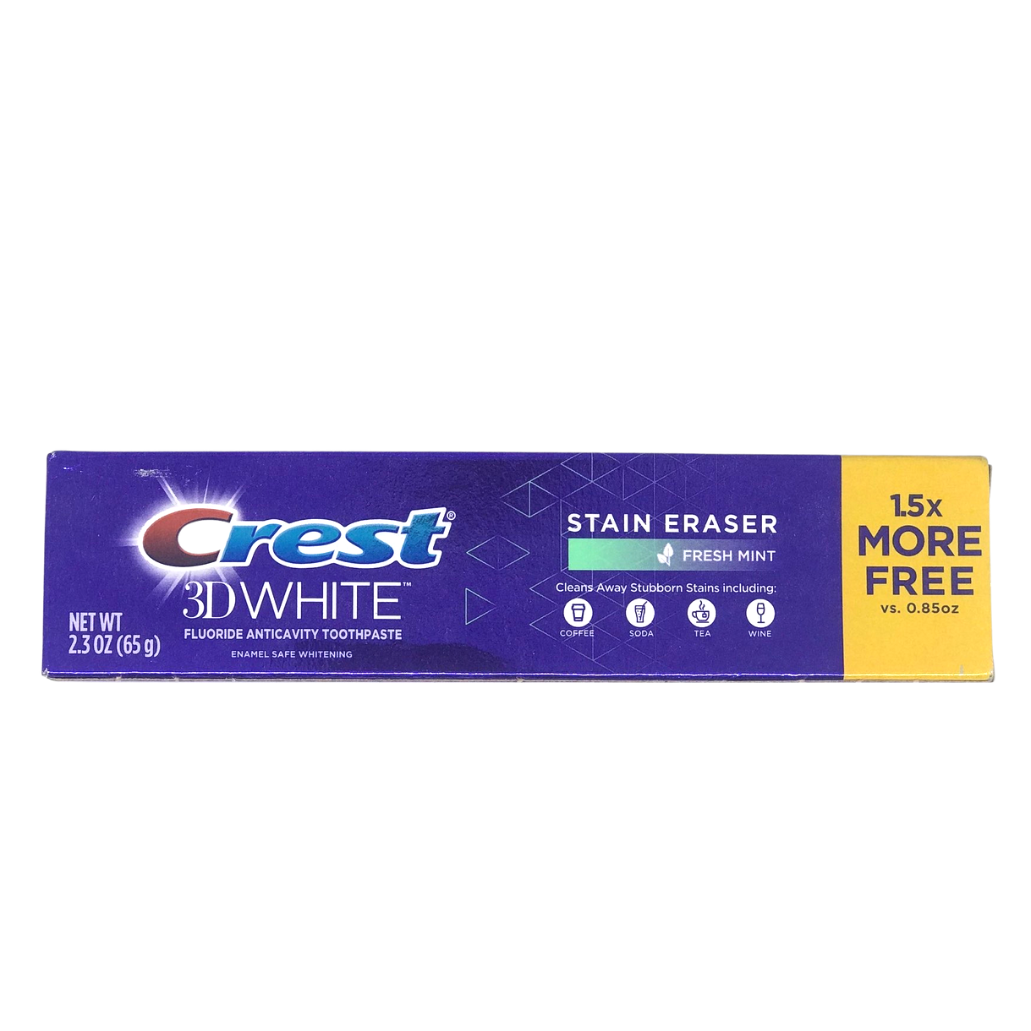 Crest 3D White Fluoride Anticavity Toothpaste Stain Eraser Fresh Mint 2.3 Oz (65g)