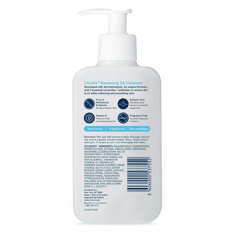 CeraVe Salicylic Acid Cleanser, Renewing Exfoliating for Normal Skin, 8 oz (Packaging may Vary)