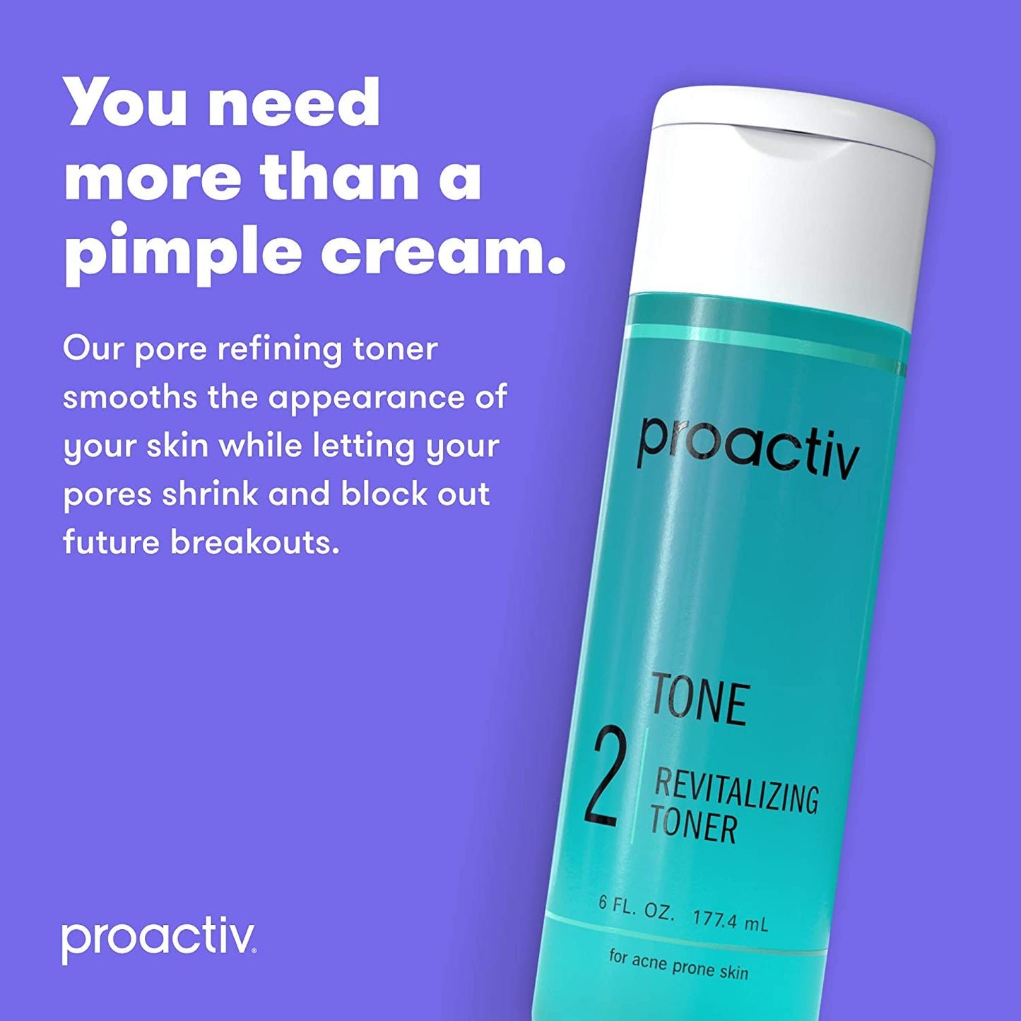 Proactiv 2 Tone Revitalizing Toner Glycolic Acid and Witch Hazel Formula for Acne Prone Skin, 6 fl.oz / 177.4 ml