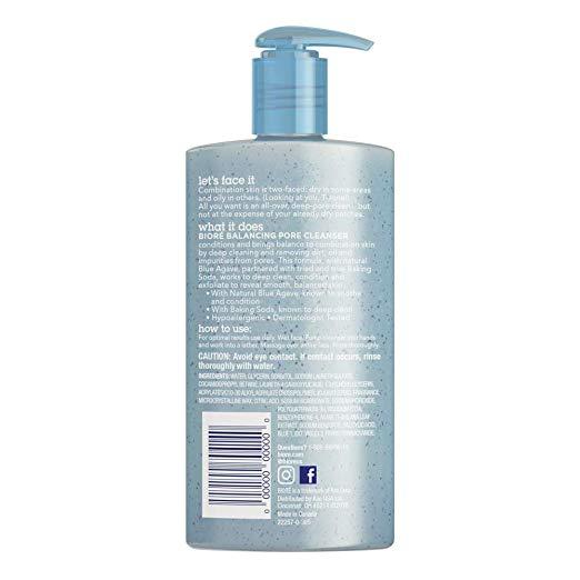 Biore Blue Agave + Baking Soda Great for Combination Skin, Balancing Pore Cleanser 6.77 fl.oz (200 ml)