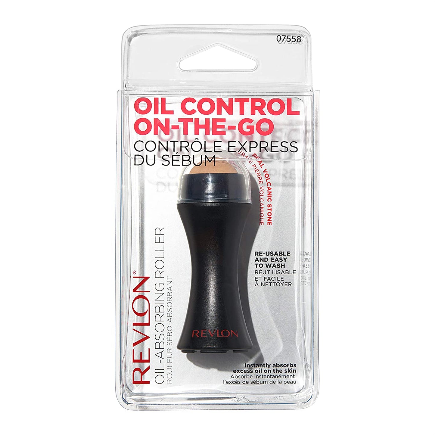 REVLON Oil-Absorbing Volcanic Face Roller, Reusable Facial Skincare Tool & On-the-Go Mini Massage