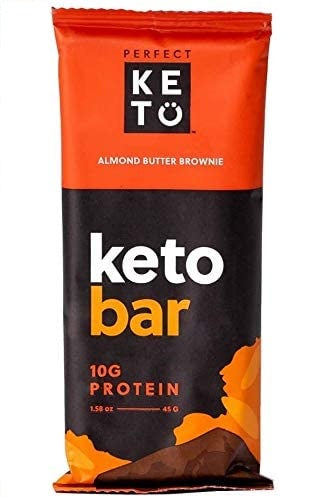 Perfect Keto Bars - Almond Butter Brownie - 1 Bar: 3g Net Carbs, 19g Fat, 10g protein - Keto Diet Food Dessert