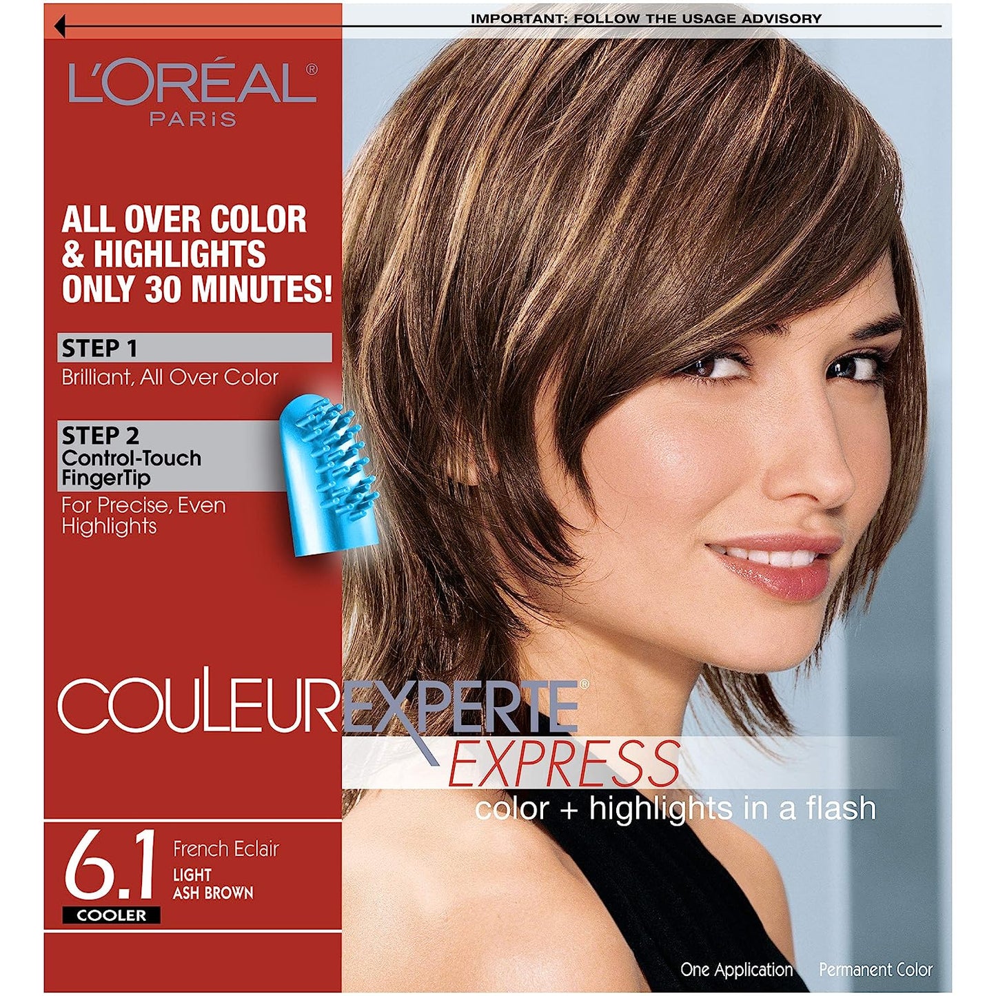 Loreal Paris Color + Highlights In A Flash Permanent Color 1 Application 6.1 French Eclair Light Ash Brown