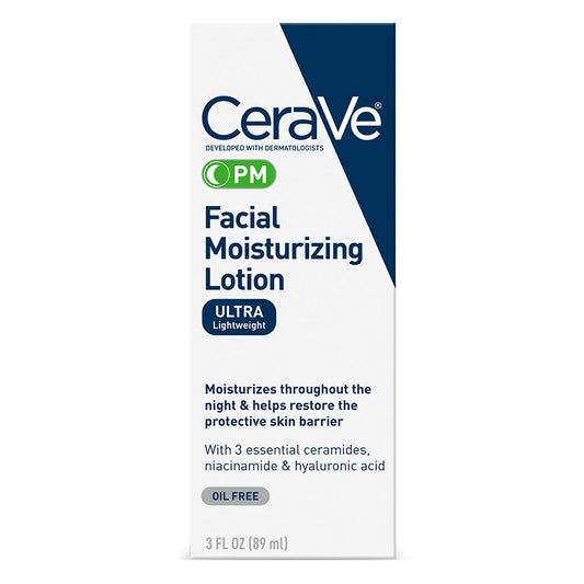 CeraVe Facial Moisturizing Lotion PM Ultra Lightweight Night Face Moisturizer (3 oz)