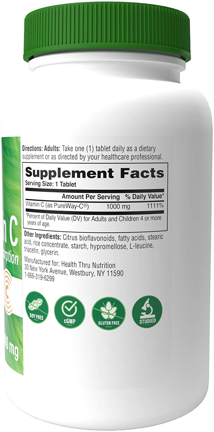 Health Thru Nutrition Vitamin C as Pureway-C Superior Absorption 1000mg, 360 Tablets