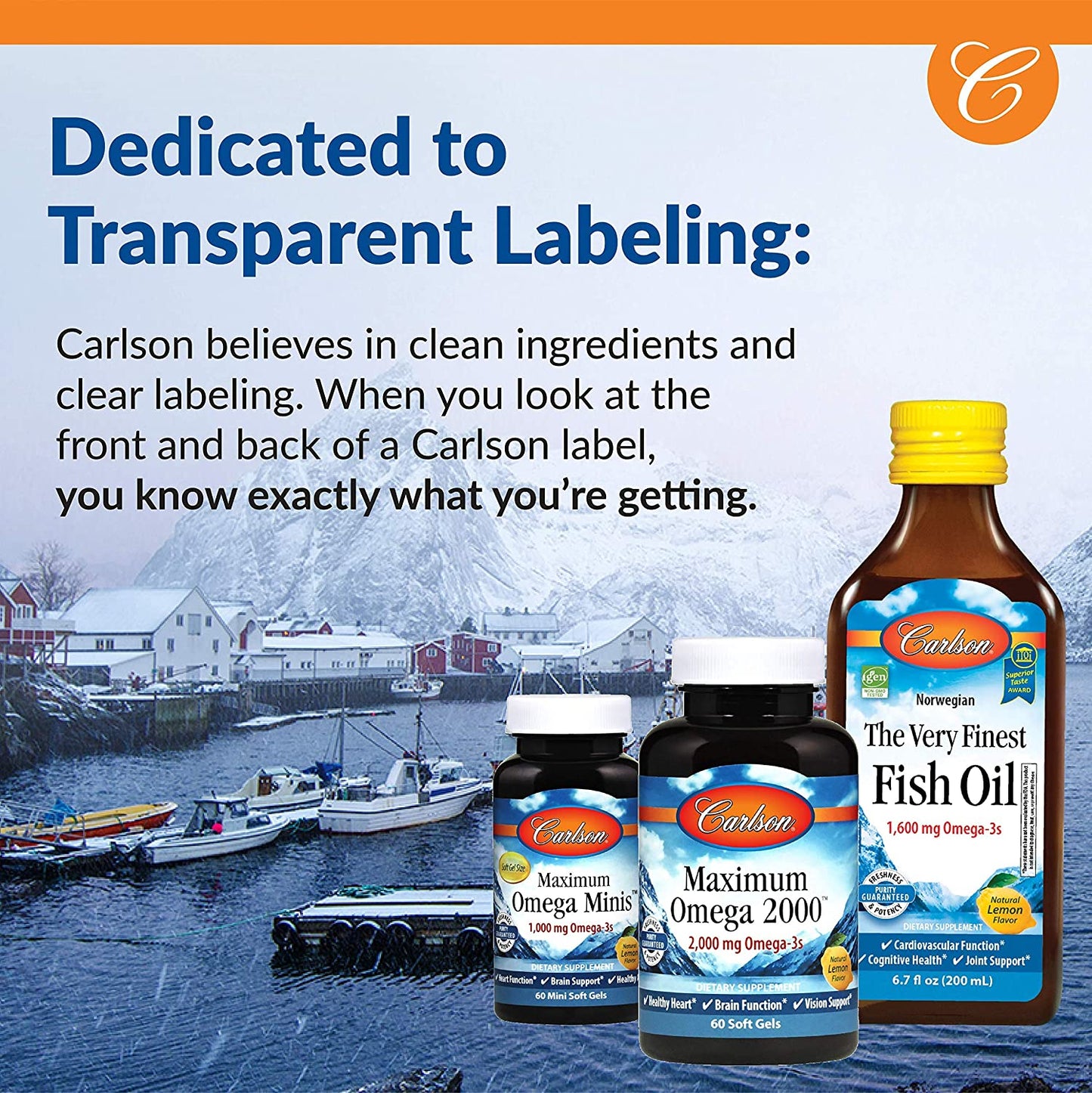 Carlson MCT & Omega-3, Coconut Oil, Caprylic & Capric Acids, EPA & DHA, Energy Production, Fat Metabolism & Brain Health, 30 Softgels