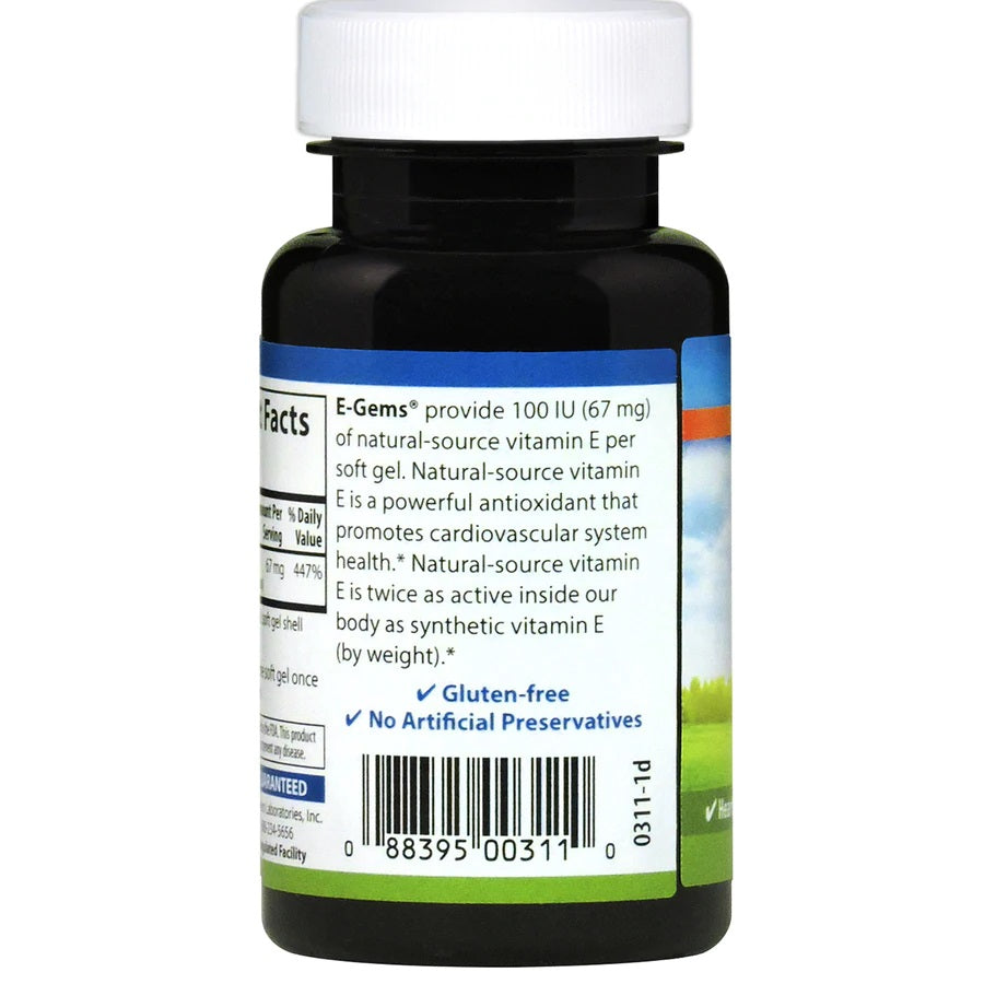 Carlson Vitamin E E-Gems 100 IU 100 Soft Gels Heart Health & Optimal Wellness
