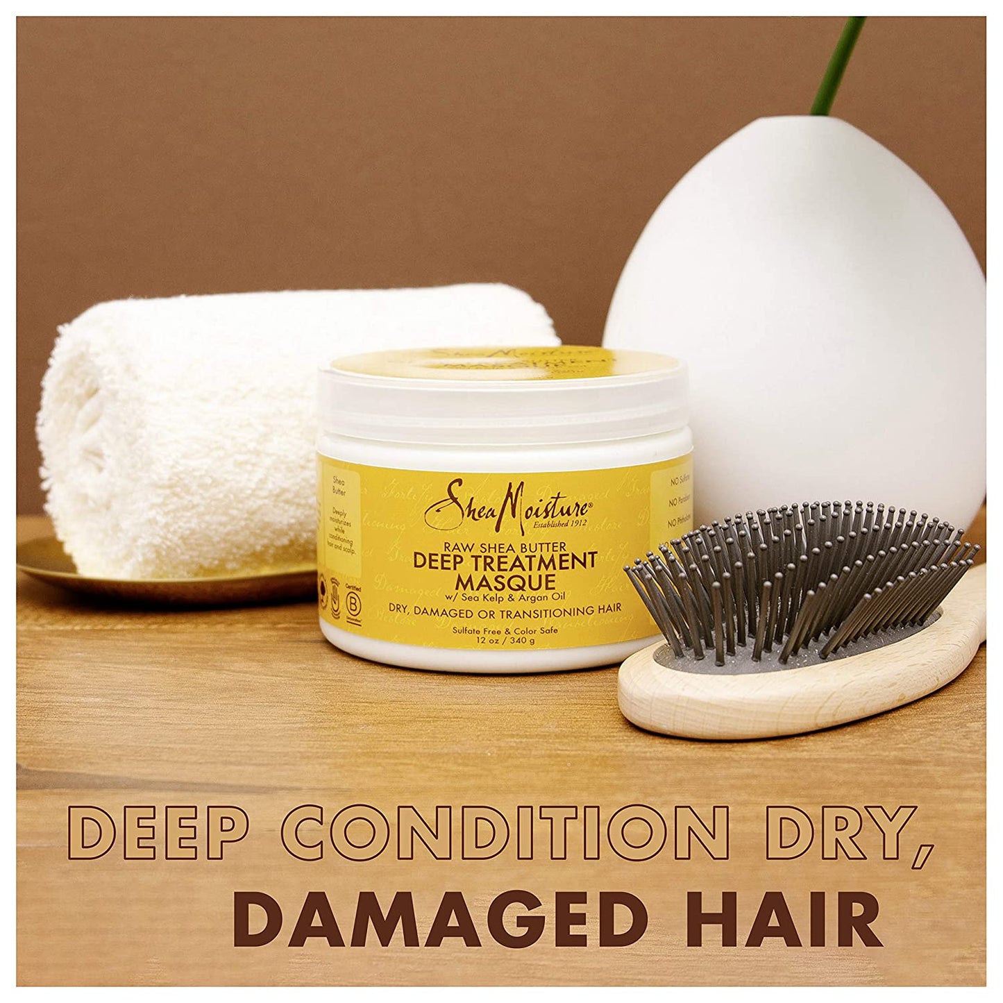 Shea Moisture Deep Treatment Masque for Dry, Damaged or Transitioning Hair Raw Shea Butter with Sea Kelp and Argan Oil 12 oz 340 g