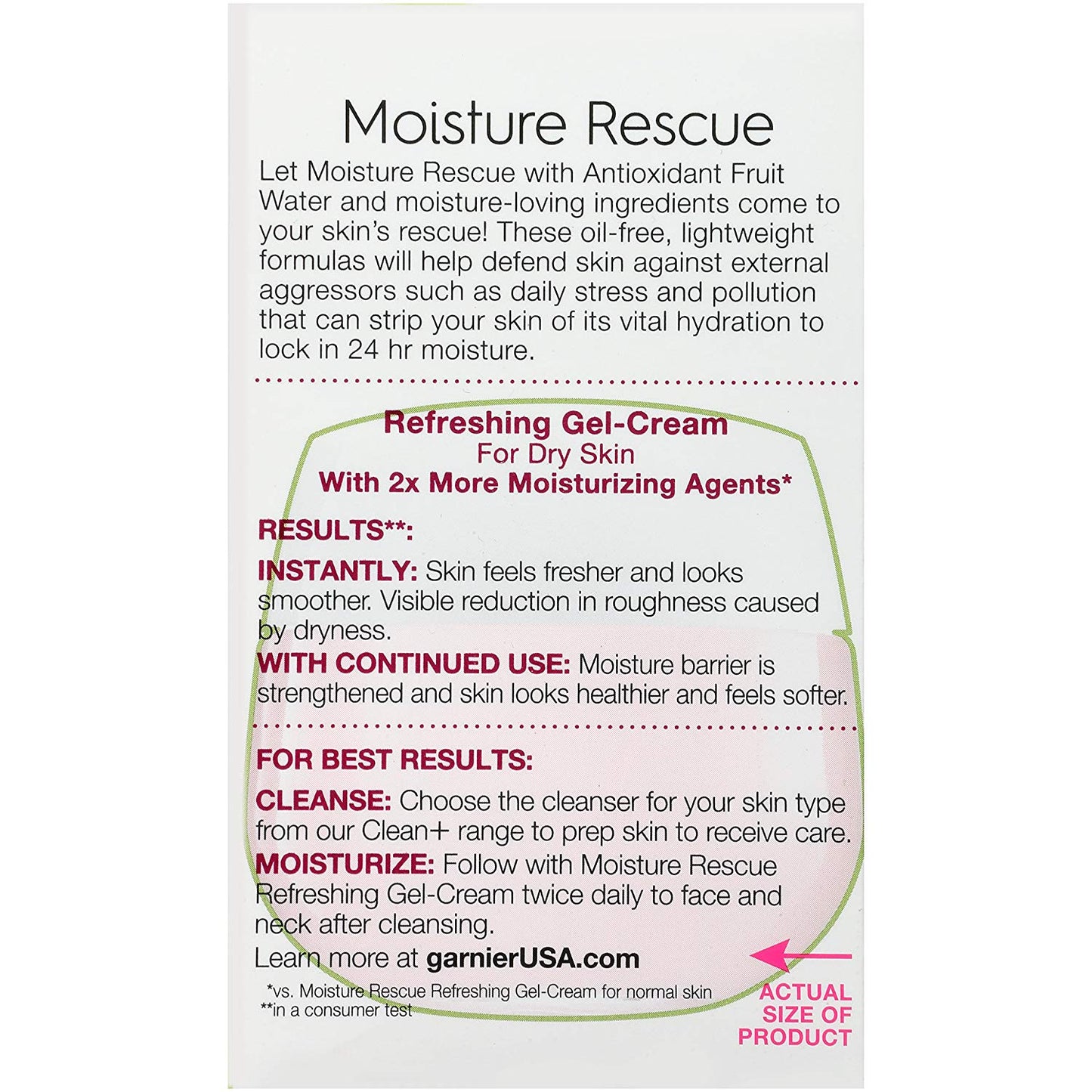Garnier SkinActive Moisture Rescue Refreshing Gel-Cream for Dry Skin, 1.7 oz (50 g)