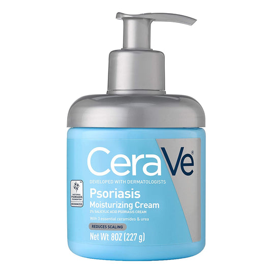 CeraVe Moisturizing Cream for Psoriasis Treatment, 8 oz 227 g Salicylic Acid & Urea for Dry Skin Itch Relief, Fragrance Free