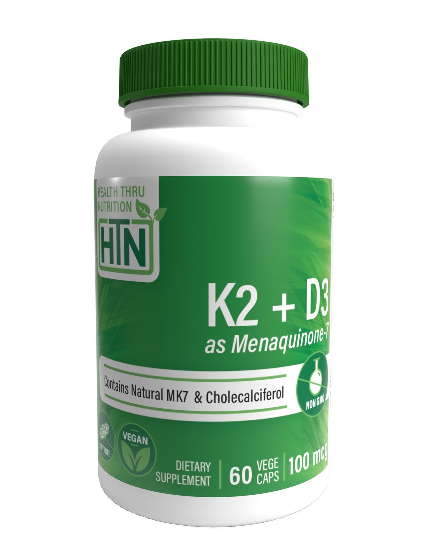 Health Thru Nutrition K2 (100mcg as Menaquinone 7) + D3 1000iu 60 Vegecaps Multivitamin