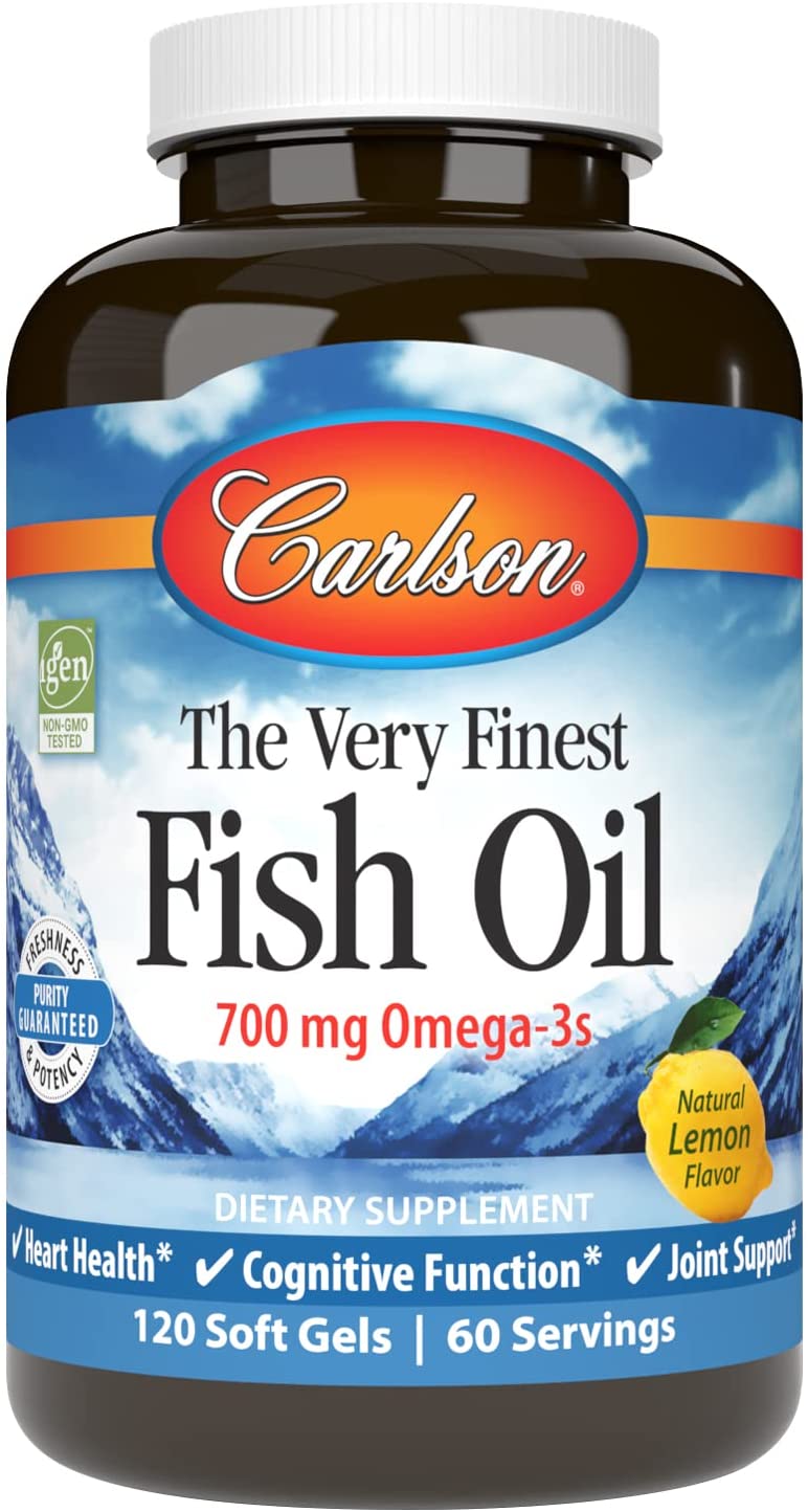 Carlson The Very Finest Fish Oil 700 mg Omega-3 Lemon Flavor 120 Softgels