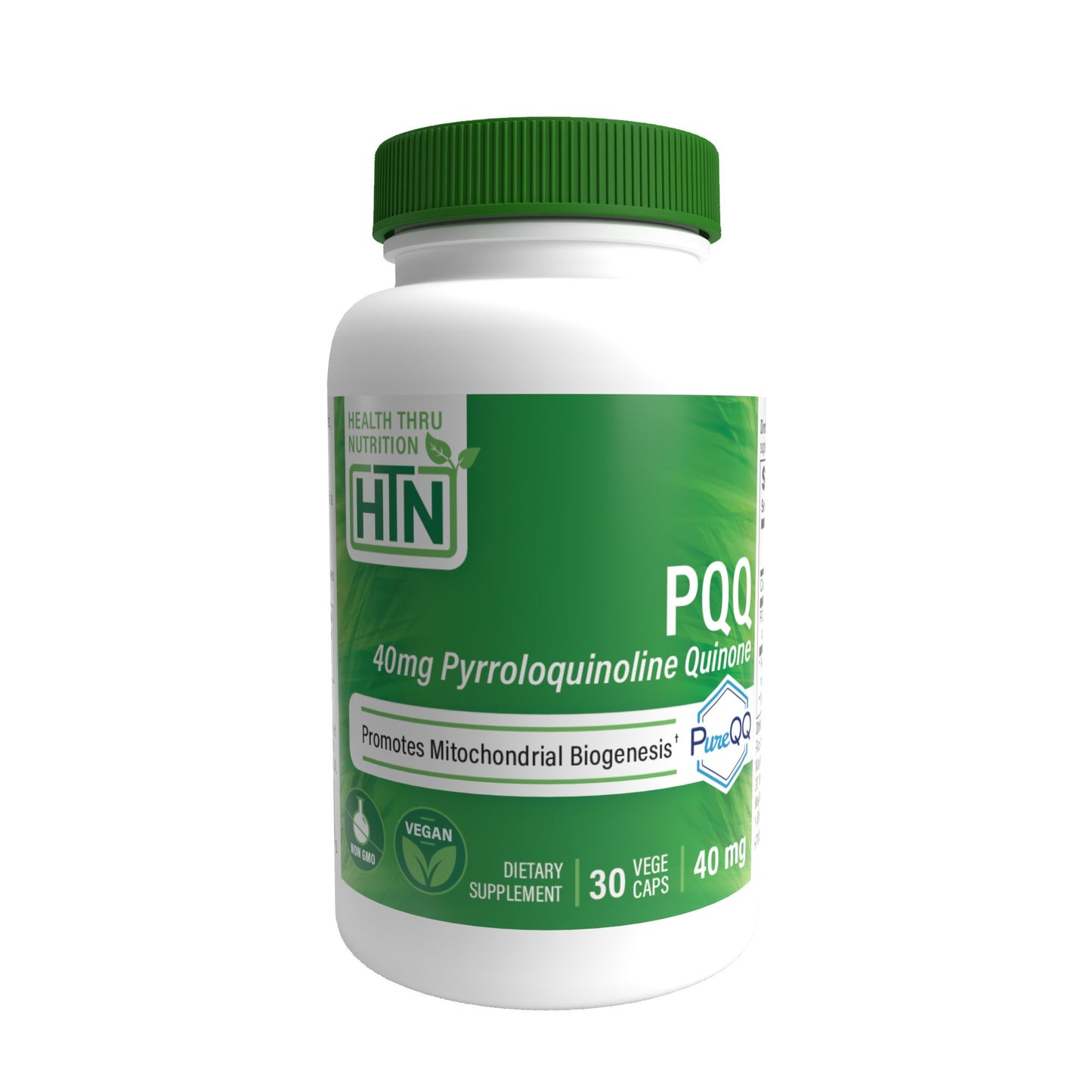 Health Thru Nutrition PQQ Pyrroloquinoline Quinone (as PureQQ™) 40mg (NON-GMO) 30 Vegecaps Promotes Mitochondrial Biogenesis