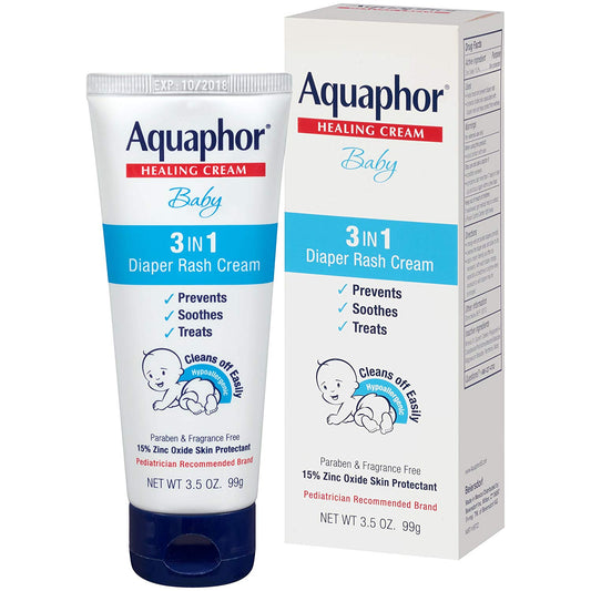 Aquaphor Baby 3 in 1 Diaper Rash Cream, Prevents, Soothes and Treats Diaper Rash (3.5 oz, 99 g)