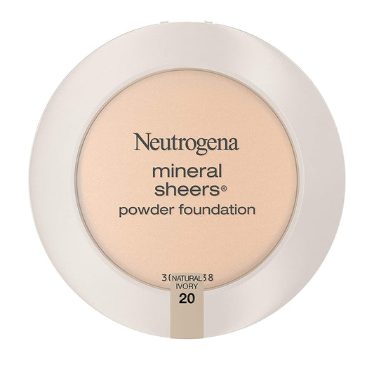 Neutrogena Mineral Sheers Compact Powder Foundation in Natural Ivory 20, 0.34 oz. / 9.6 g (Lightweight & Oil-Free Mineral Foundation)