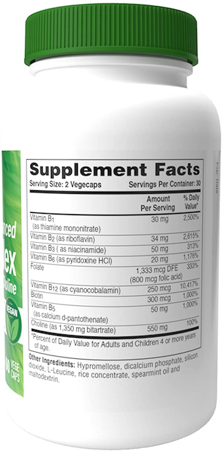 Health Thru Nutrition Advanced B-Complex plus Choline, 60 Vegecaps Vitamin B