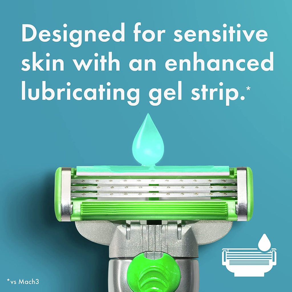 Gillette Mach3 Sensitive Razors for Men 1 Razor 5 Blade Refills Designed for Sensitive Skin (H M3SEN 5) 1 Box