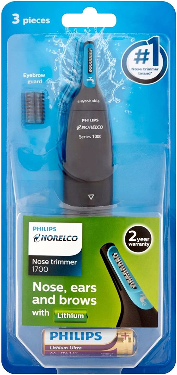 Philips Norelco 1700 Nose Ears and Eyebrow Hair Trimmer NT1700/49 Comfortable Washable (Series 1000)