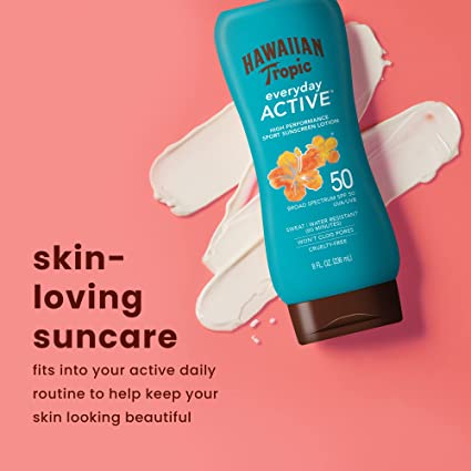 Hawaiian Tropic Everday Active High Performance Sport Sunscreen Lotion With SPF 50, 8fl oz. 236ml