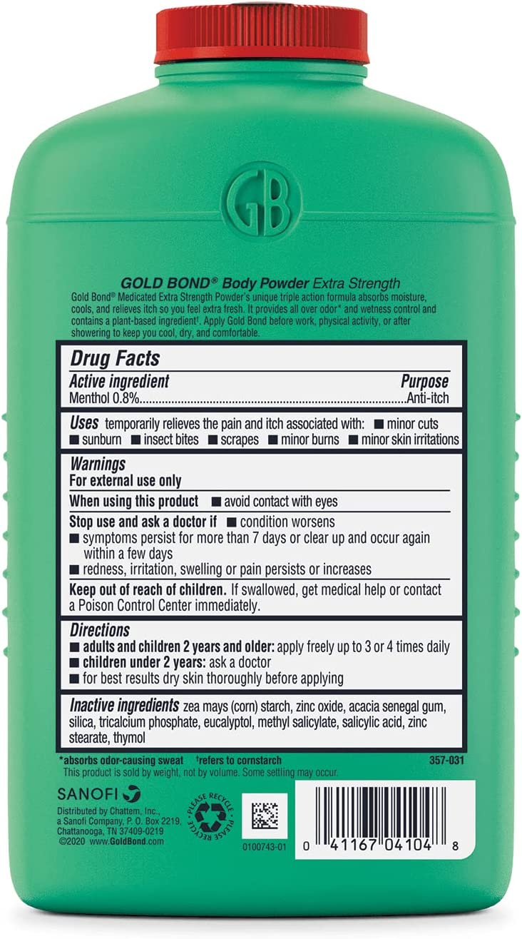 Gold Bond Extra Strength Body Powder with Unique Triple Action Formula Talc - Free 283 g