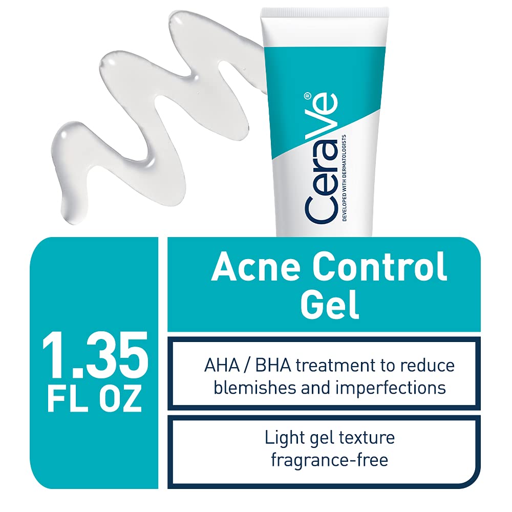 CeraVe Salicylic Acid Acne Control Gel Treatment, Acne Treatment for Face,  1.35 fl oz.