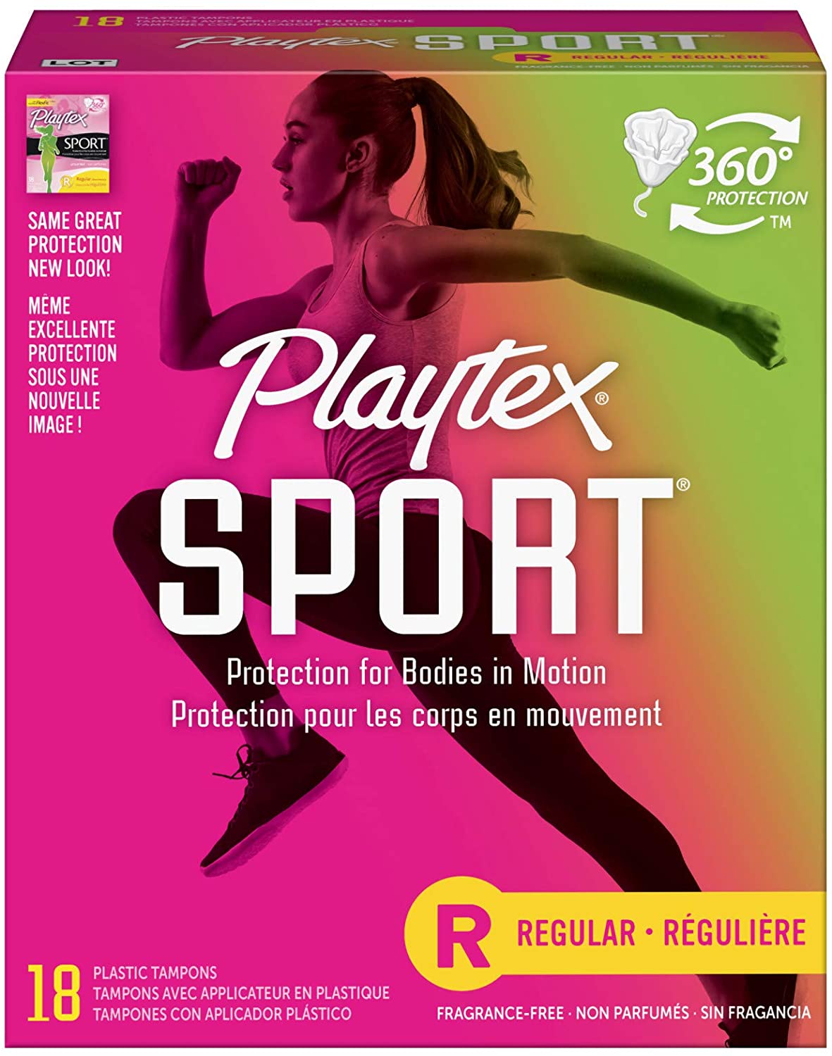 Playtex Sport Tampons with FlexFit Technology Regular Unscented, 18 Tampons