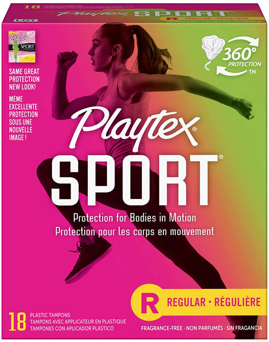Playtex Sport Tampons with FlexFit Technology Regular Unscented, 18 Tampons