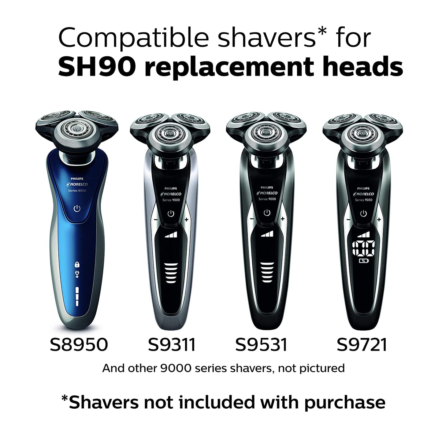 Philips Norelco SH90 Shaving Head Replacement Unit Designed to fit Shaver Series 8000-9000, 1 Head Unit Only NO BOX