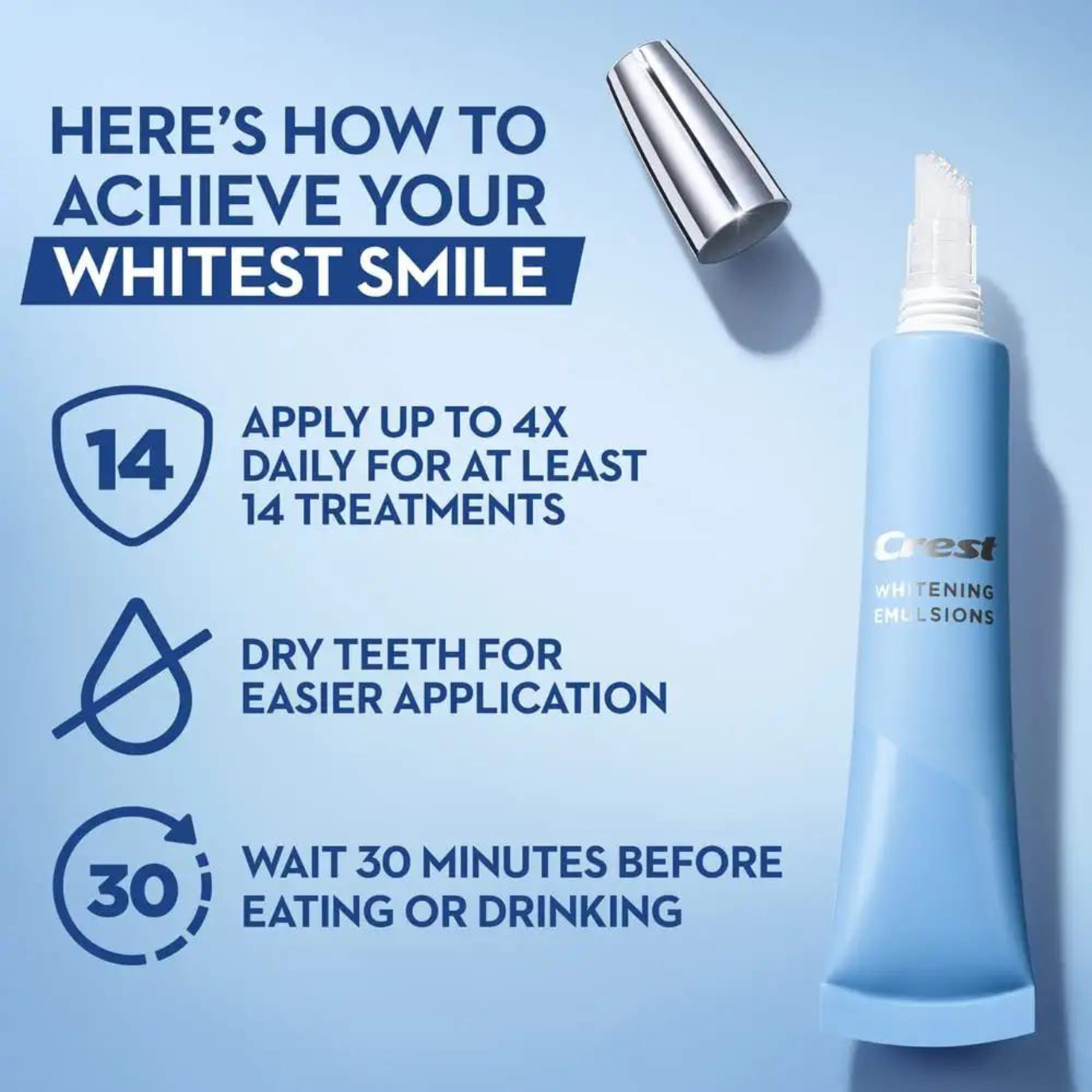 Crest Whitening Emulsions 1 Minute Apply & Go 0.35 Oz On The Go Whitening Treatment PACKAGING MAY VARY