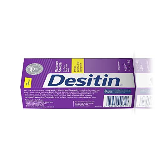 DESITIN Maximum Strength, Zinc Oxide Diaper Rash Paste 4 oz / 113 g