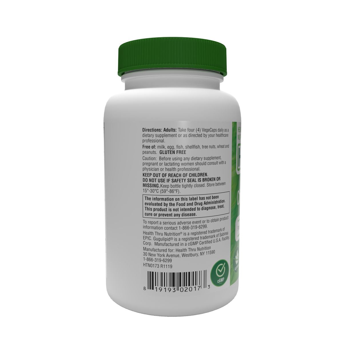 Health Thru Nutrition Advanced Cholesterol Complex (Plant Phytosterols, Policosanol & Gugulipid) 800mg 120 Vegecaps