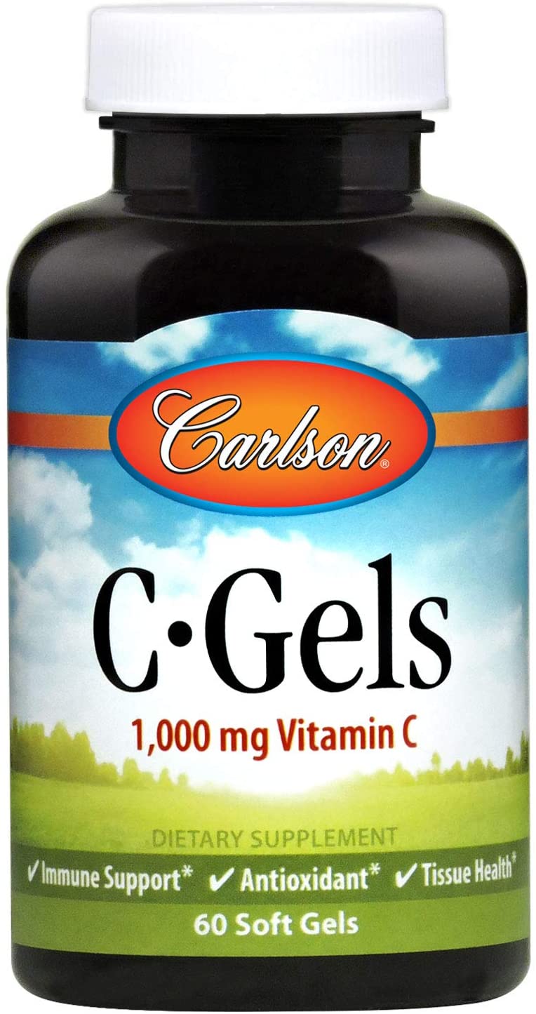 Carlson Vitamin C C-Gels 1000 mg 60 Softgels Immune Support & Heart Health