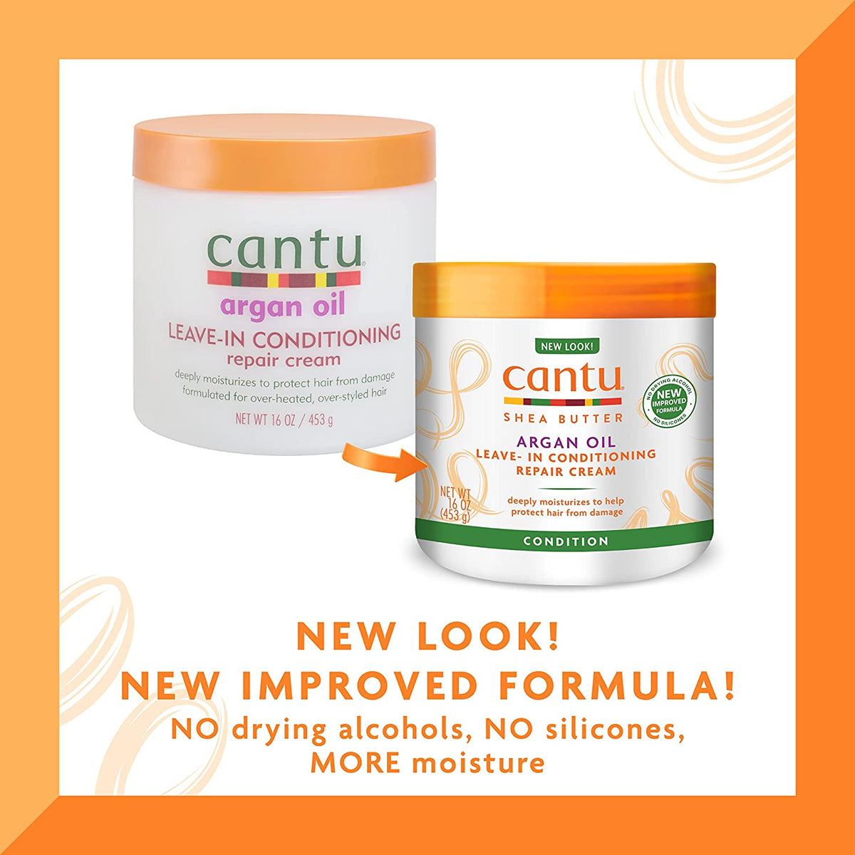 Cantu Argan Oil Leave-In Conditioning Repair Cream, 16 oz / 453 g (PACKAGING MAY VARY)
