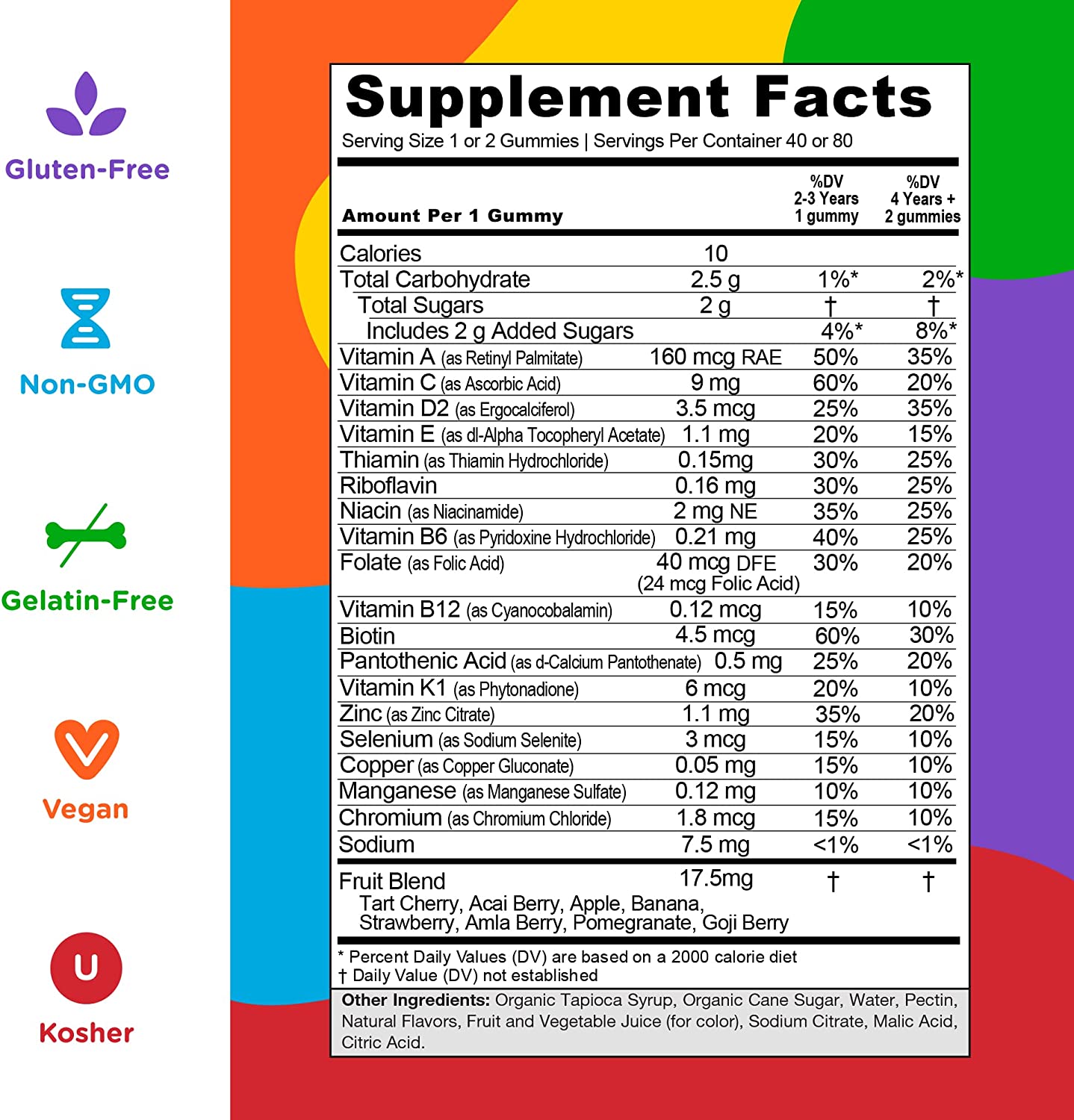 Goli Nutrition Complete Kids Multi Gummies Kids Vitamin Supplement 80 Pieces