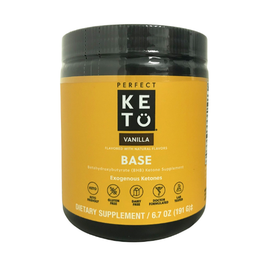 Perfect Keto Exogenous Ketones: Base BHB Salts Supplement (Vanilla) 6.7 oz. / 191g