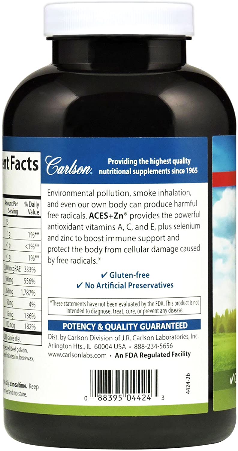 Carlson ACES + Zn Vitamins A, C, E + Selenium & Zinc 360 Softgels