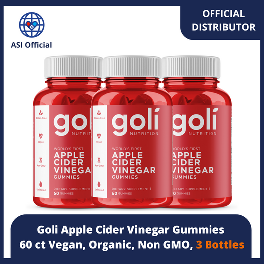 Goli Apple Cider Vinegar Gummies 60 ct Vegan, Organic, Non GMO, 3 Bottles