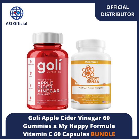 Goli Apple Cider Vinegar 60 Gummies x My Happy Formula Vitamin C 60 Capsules BUNDLE