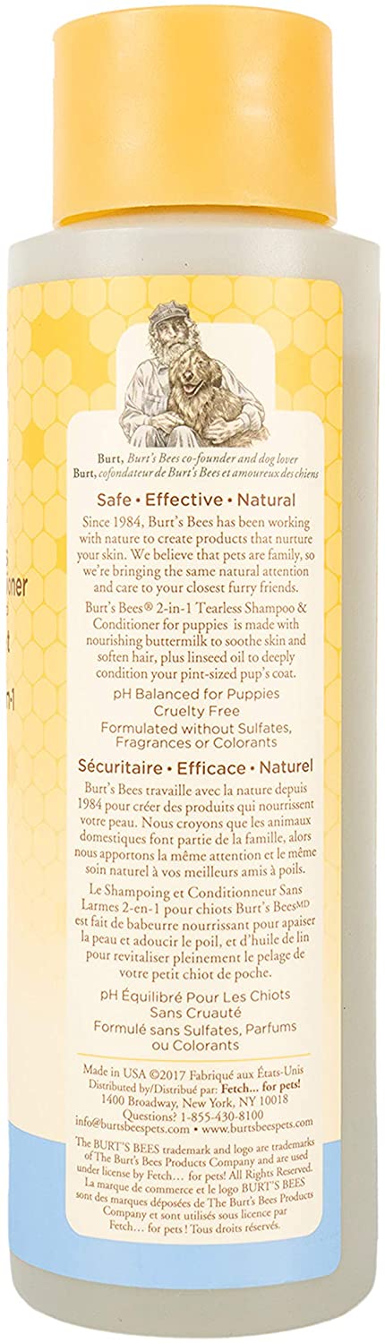 Burt's Bees for Puppies 2-in-1 Tearless Shampoo & Conditioner with Buttermilk & Linseed, 16 fl.oz / 473ml