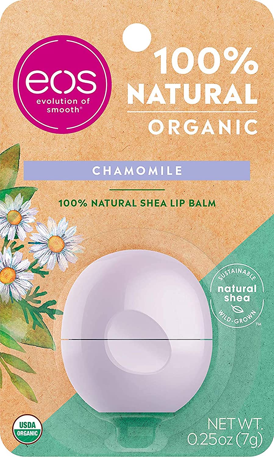Eos 100% Natural Organic Lip Balm, Chamomile 7 g USDA