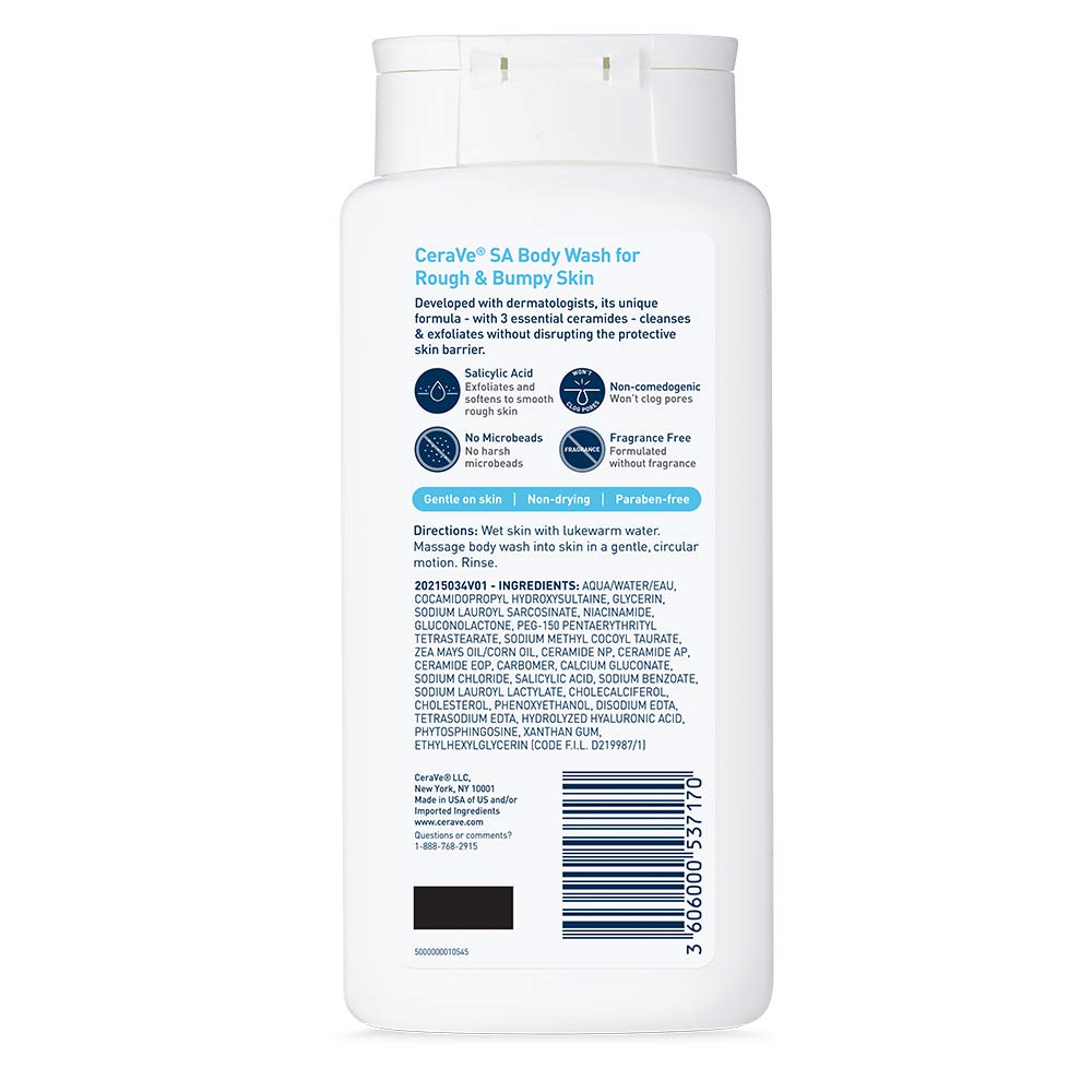 CeraVe Body Wash SA Salicylic Acid for Rough and Bumpy Skin, 10 fl.oz / 296ml