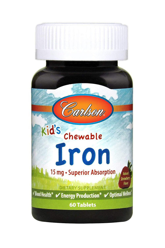 Carlson Kid's Chewable Iron 15 mg Natural Strawberry Flavor (60 Tablets)